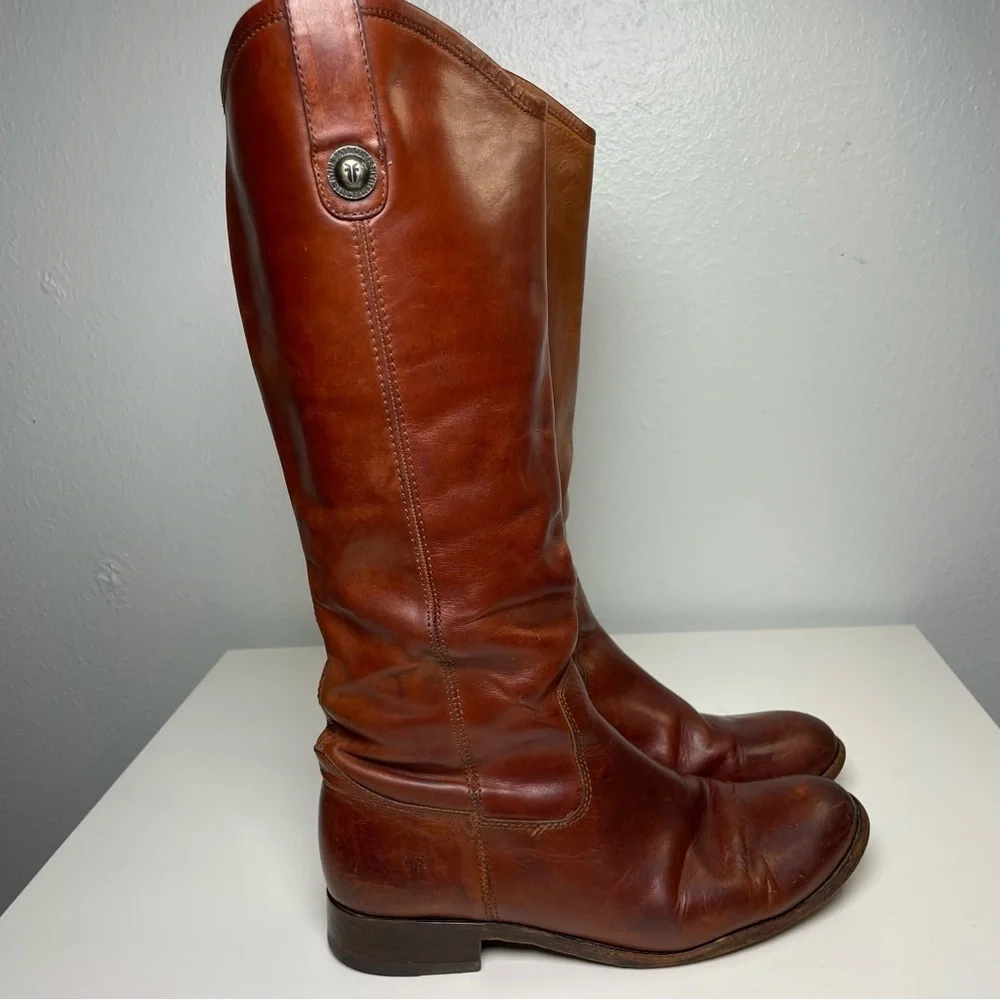 Frye Melissa Button Riding Boot Cognac Brown Women’s Size 7.5B Western Country - Picture 13 of 16